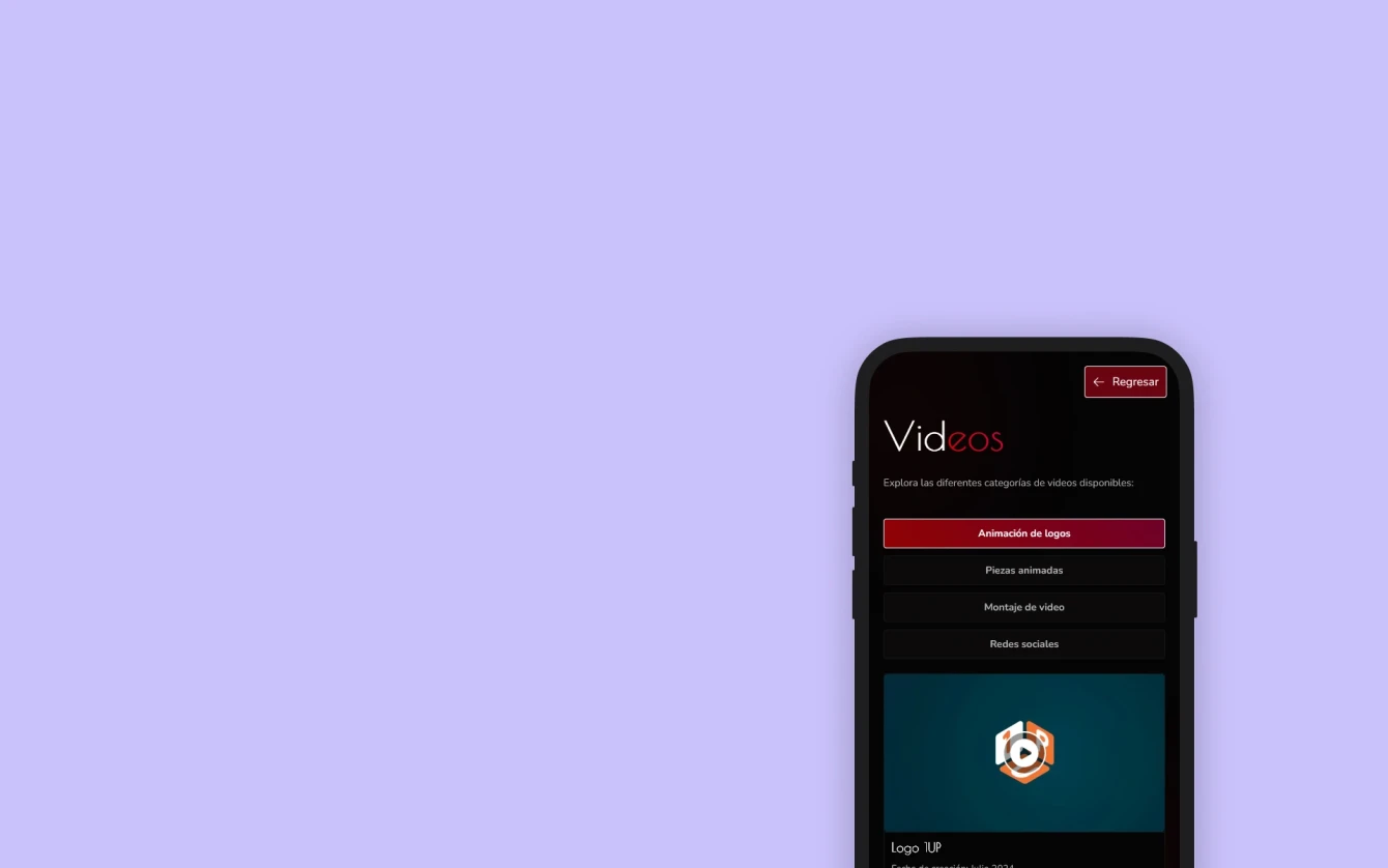 Diseño de diseño móvil de seccion de videos del portafolio audiovisual de Ana Manuela Ramírez.