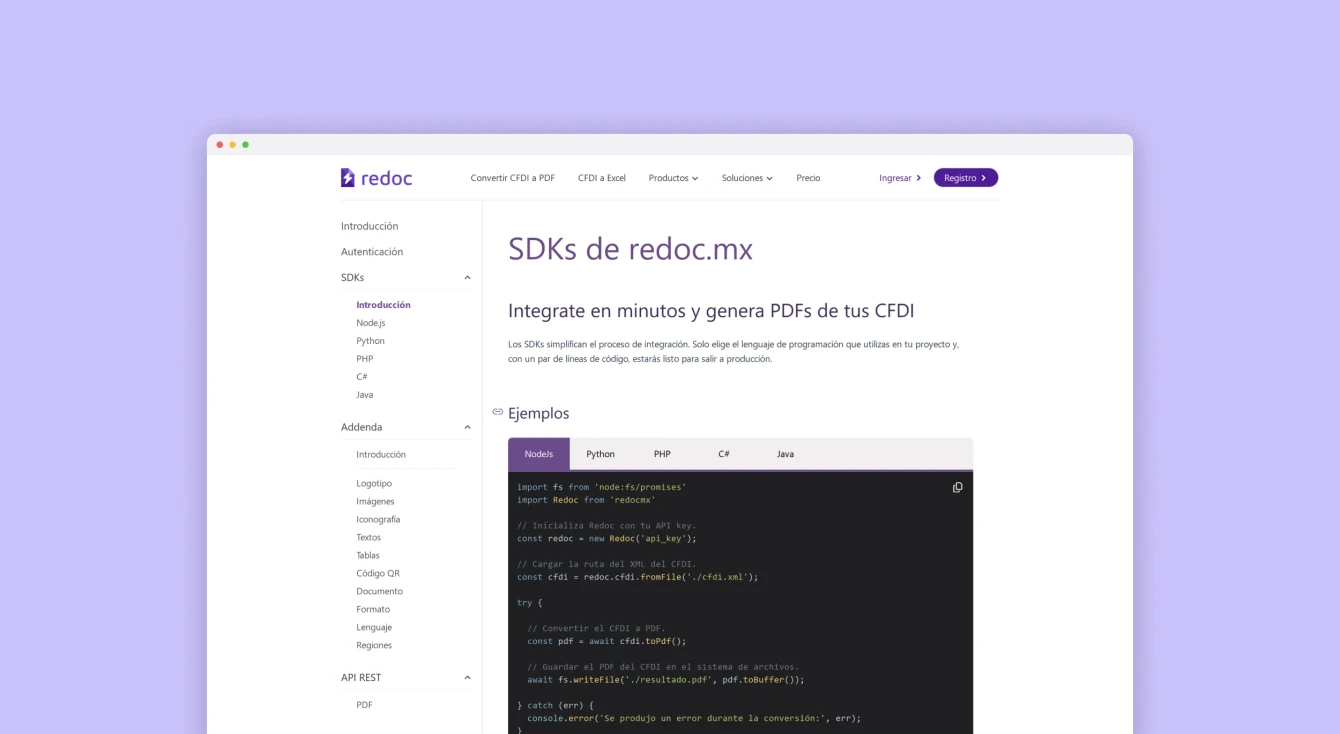 Imágenes 3D de varias secciones del sitio oficial de Redoc.