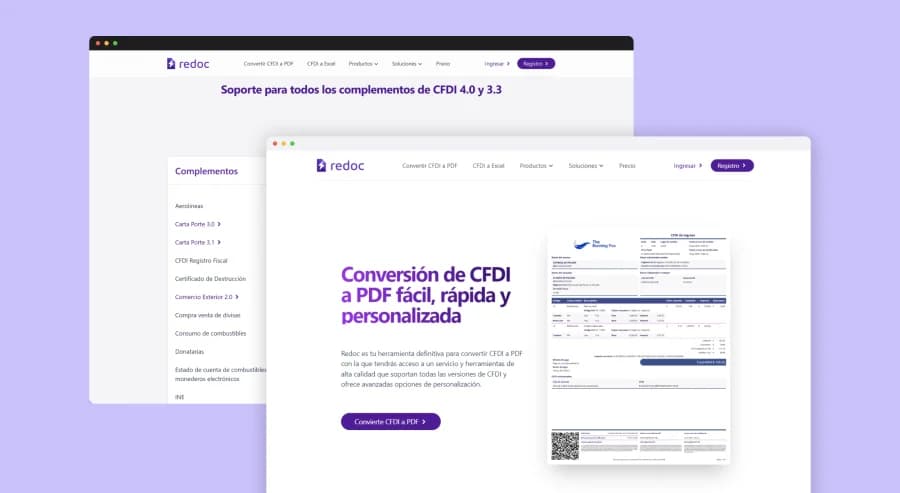Imágenes de diseño de escritorio de la sección de la página principal del sitio oficial de Redoc.